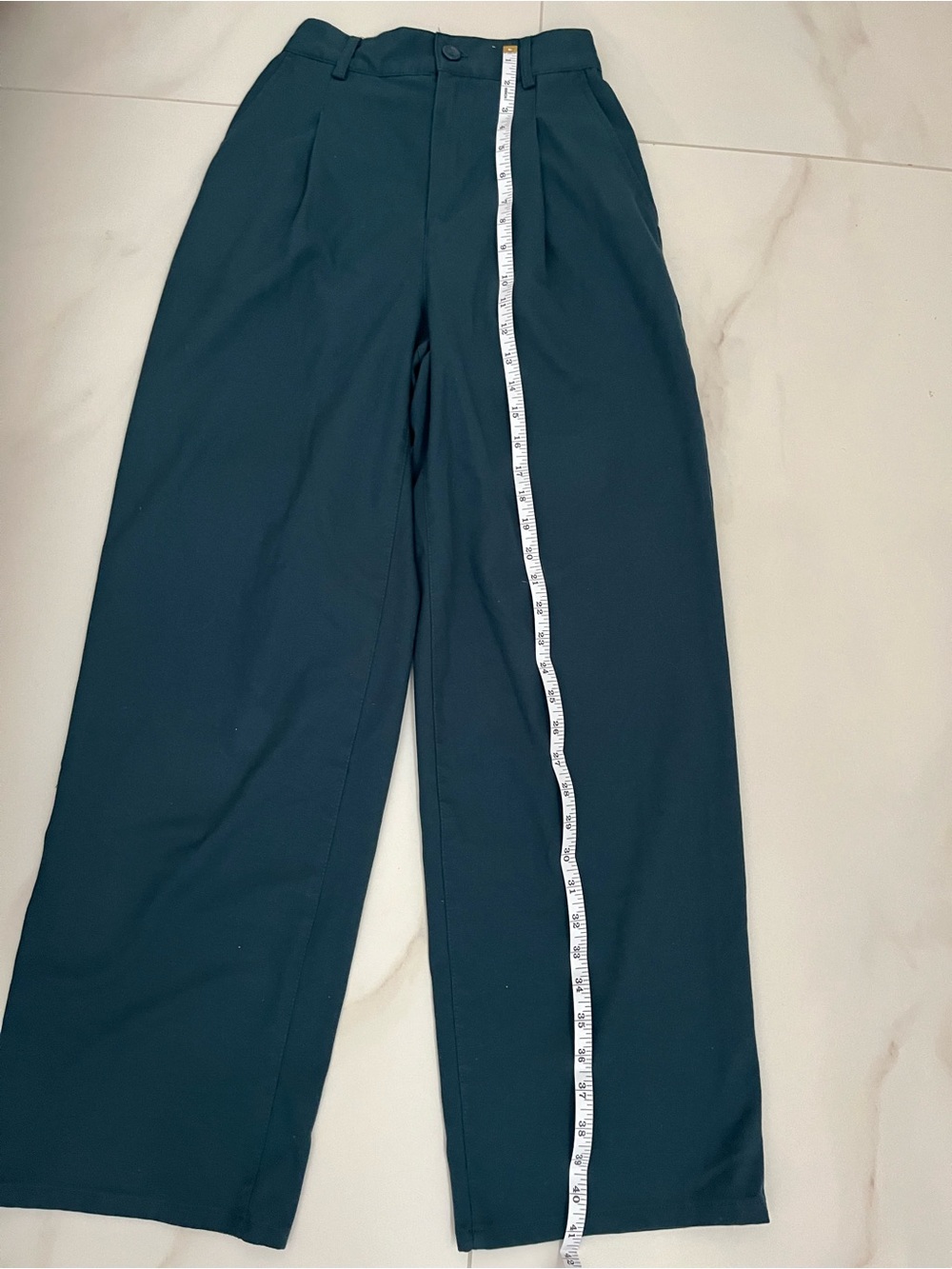 Urban Outfitters High-Waist Wide Leg Pants in Deep Teal XS - Picture 4 of 13
